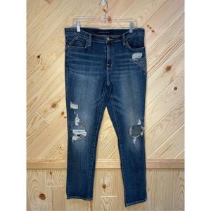 Rock & Republic Womens Distressed Jeans Skinny Medium Wash Denim Pocket Blue 14